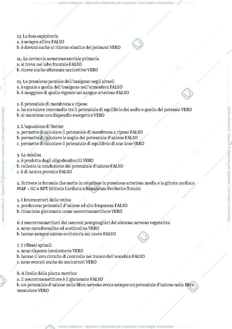 Anteprima pagina 2 — Fisiologia domande d'esame 