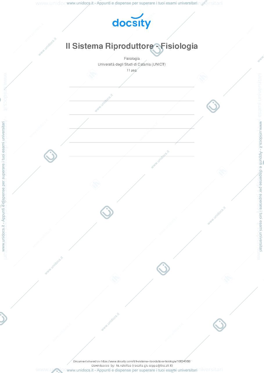 Anteprima pagina 1 — Il Sistema Riproduttore - Fisiologia