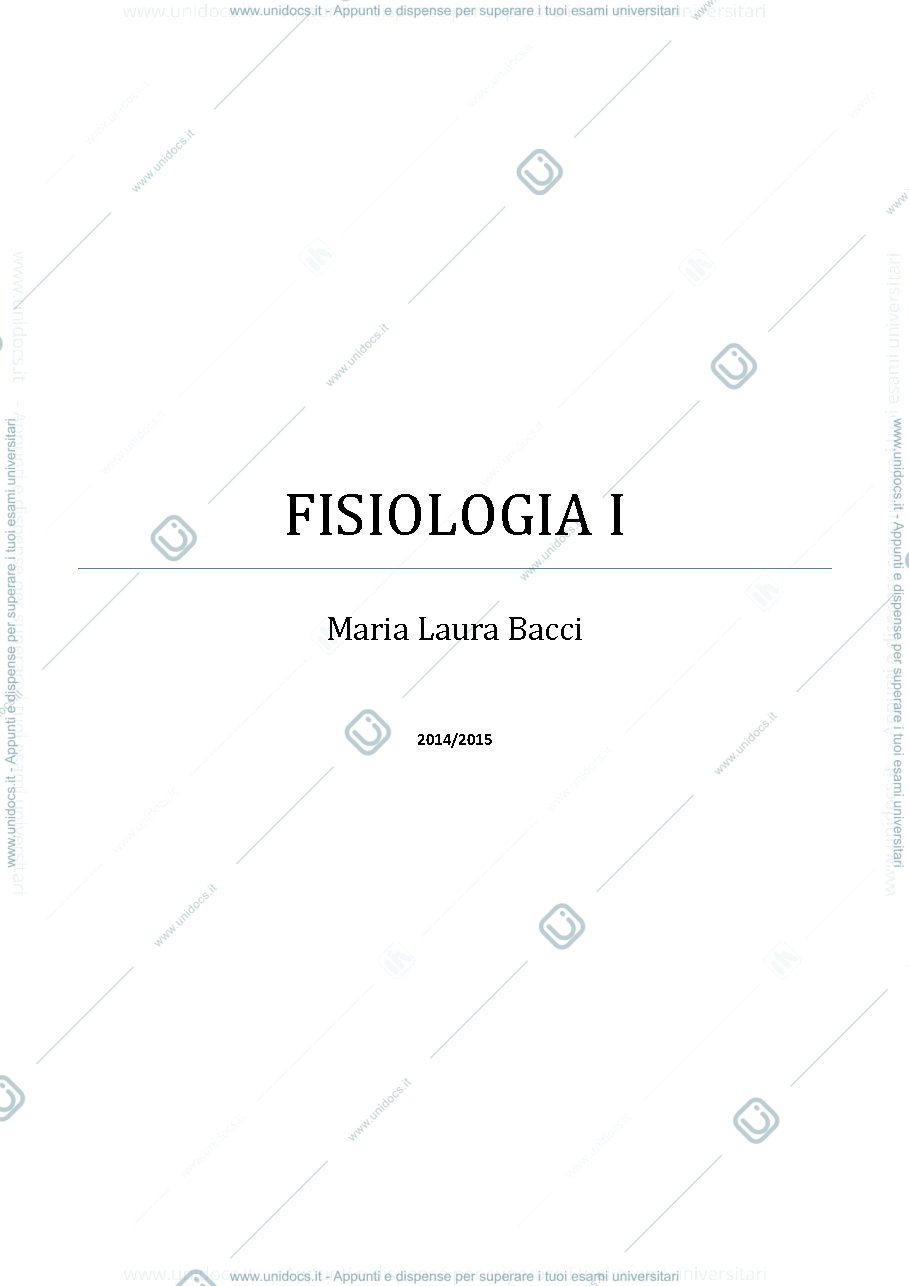 Anteprima pagina 1 — Fisiologia I