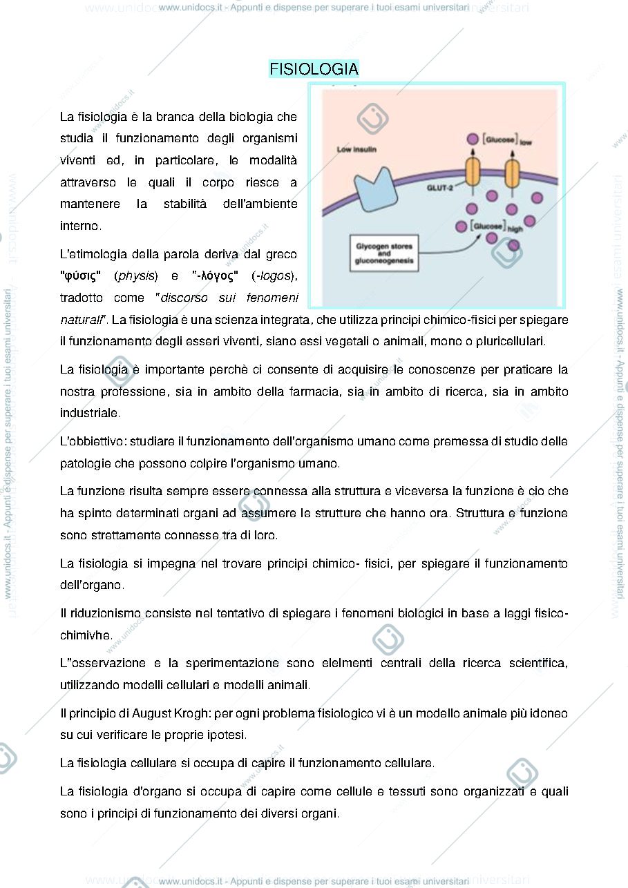 Anteprima pagina 1 — fisiologia cellulare