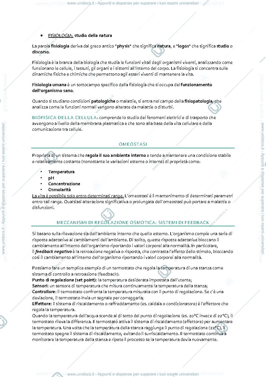 Anteprima pagina 1 — omeostasi e canali di membrana 