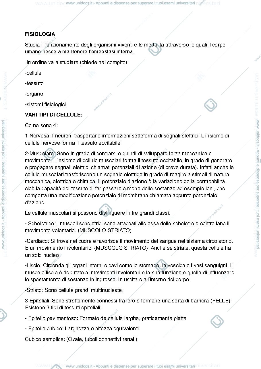 Anteprima pagina 1 — FISIOLOGIA GENERALE