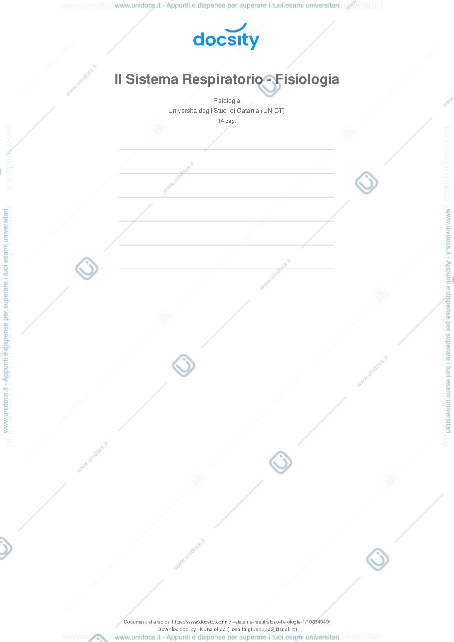 Anteprima pagina 1 — Il Sistema Respiratorio - Fisiologia