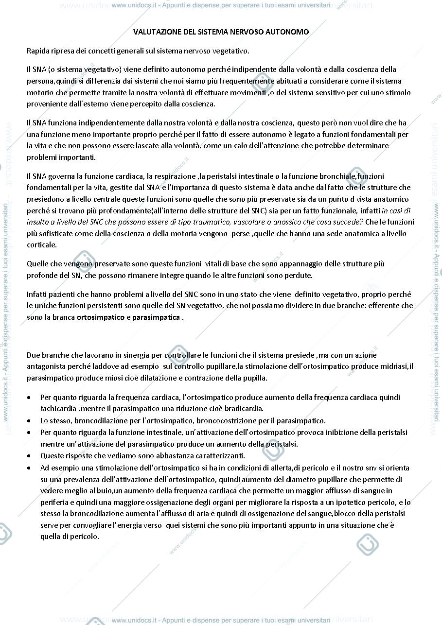 Anteprima pagina 1 — Valutazione del sistema nervoso autonomo