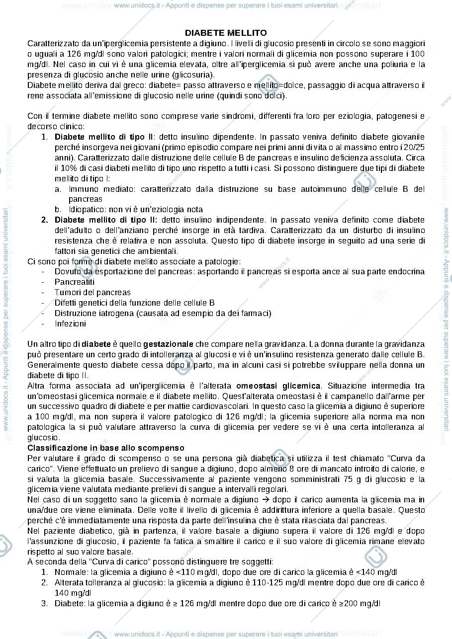 Anteprima pagina 1 — Diabete Mellito 