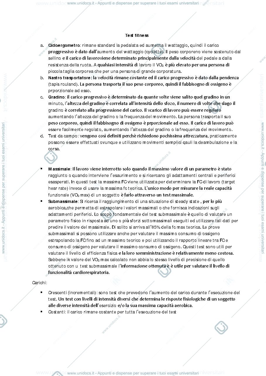 Anteprima pagina 1 — riassunto test fitness