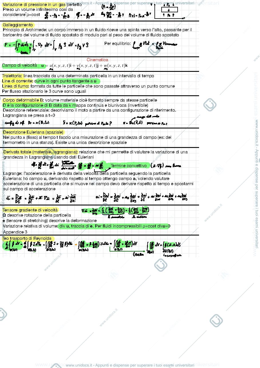 Anteprima pagina 3 — Riassunto fluidodinamica