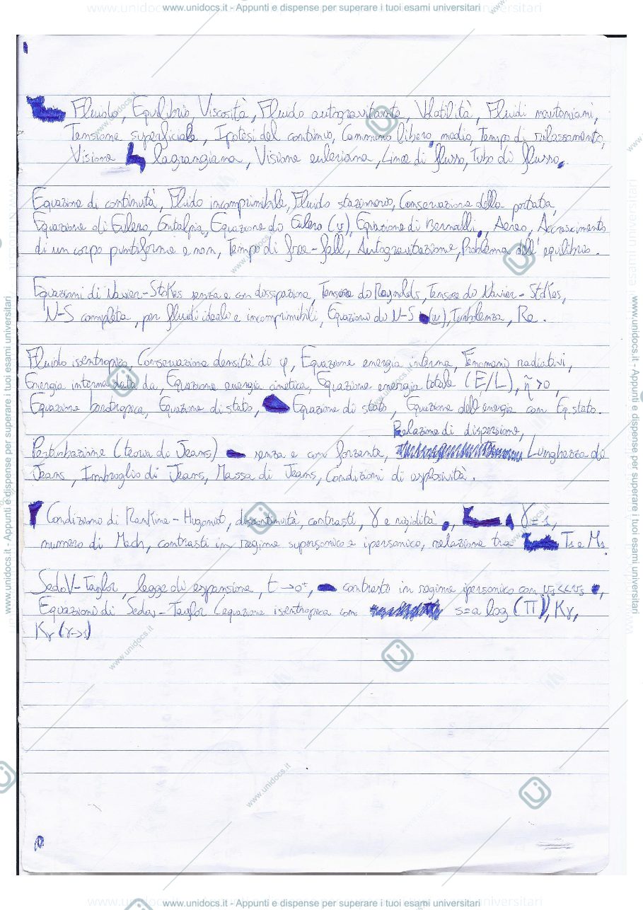 Anteprima pagina 1 — Fluidodinamica per l'astrofisica, appunti