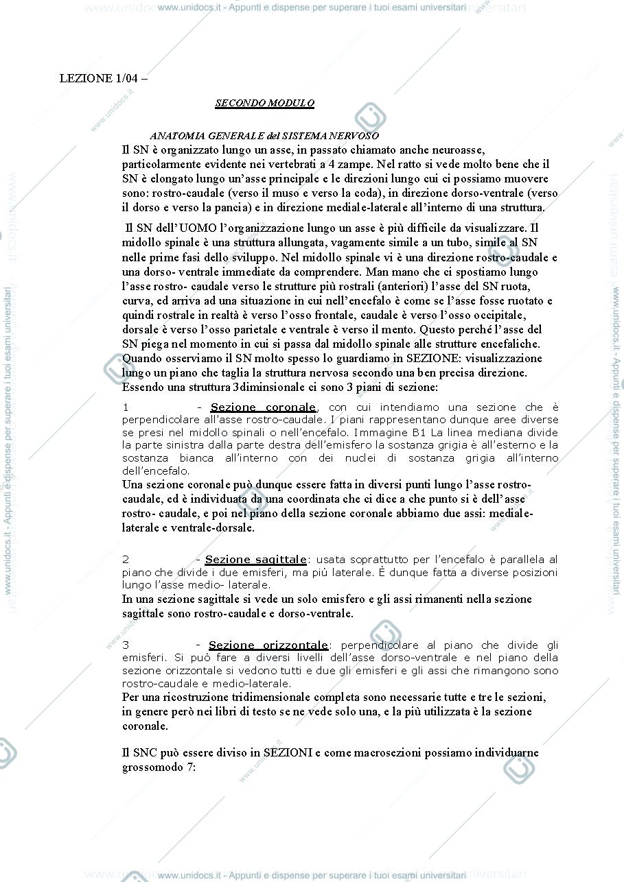 Anteprima pagina 1 — Fondamenti anatomo-fisiologici dei processi psichici