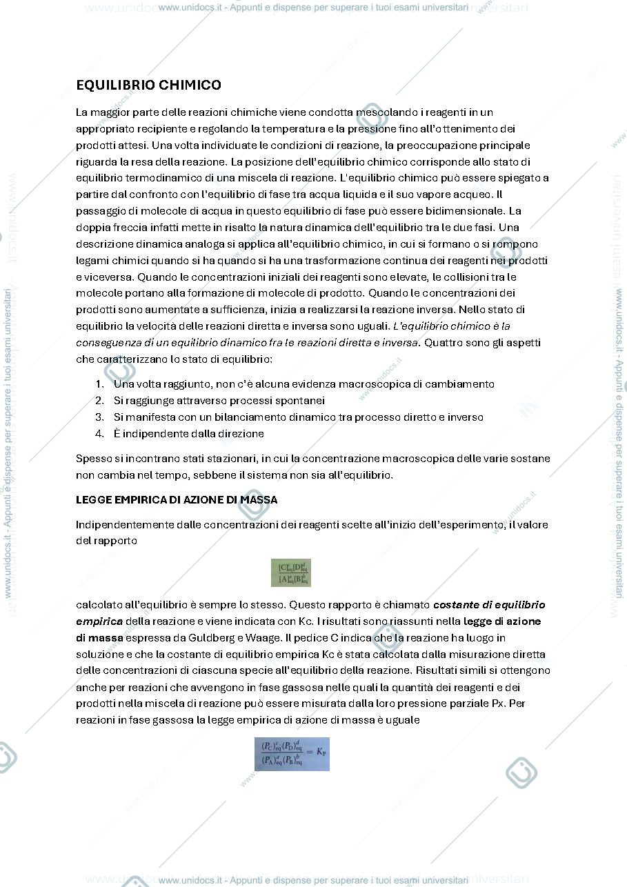 Anteprima pagina 1 — EQUILIBRIO CHIMICO 