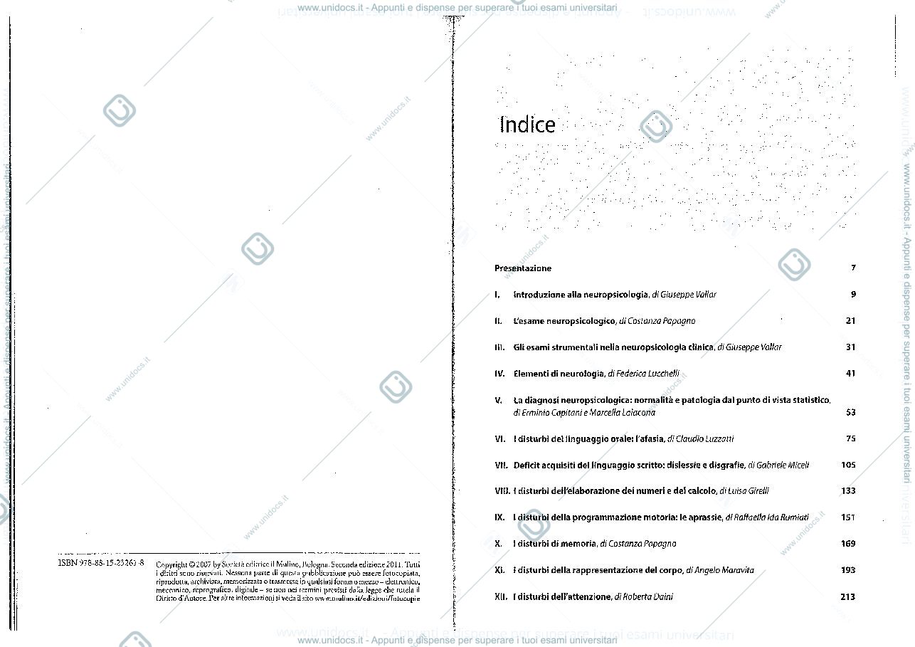 Anteprima pagina 2 — "Manuale di Neuropsicologia" (Vallar, Papagno)