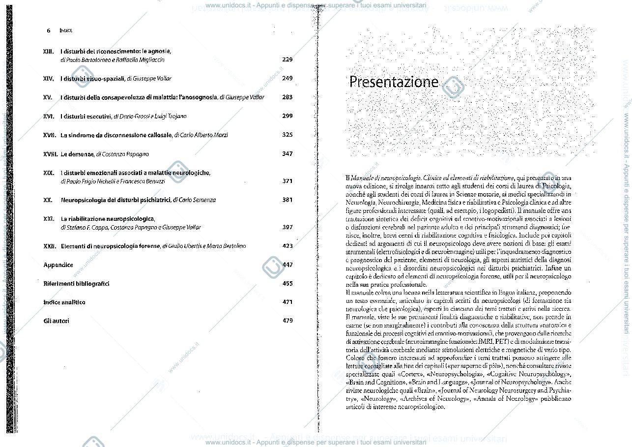 Anteprima pagina 3 — "Manuale di Neuropsicologia" (Vallar, Papagno)