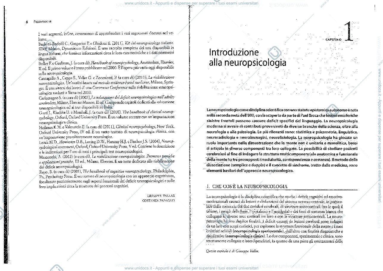 Anteprima pagina 4 — "Manuale di Neuropsicologia" (Vallar, Papagno)
