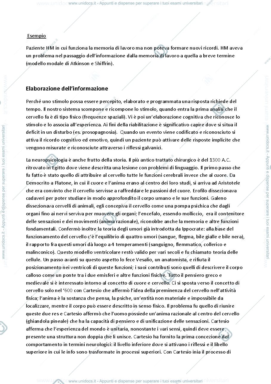 Anteprima pagina 3 — sbobine fondamenti della neuropsicologia