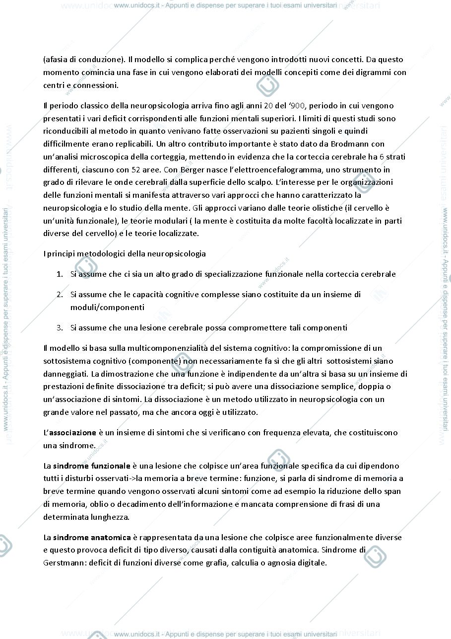 Anteprima pagina 5 — sbobine fondamenti della neuropsicologia