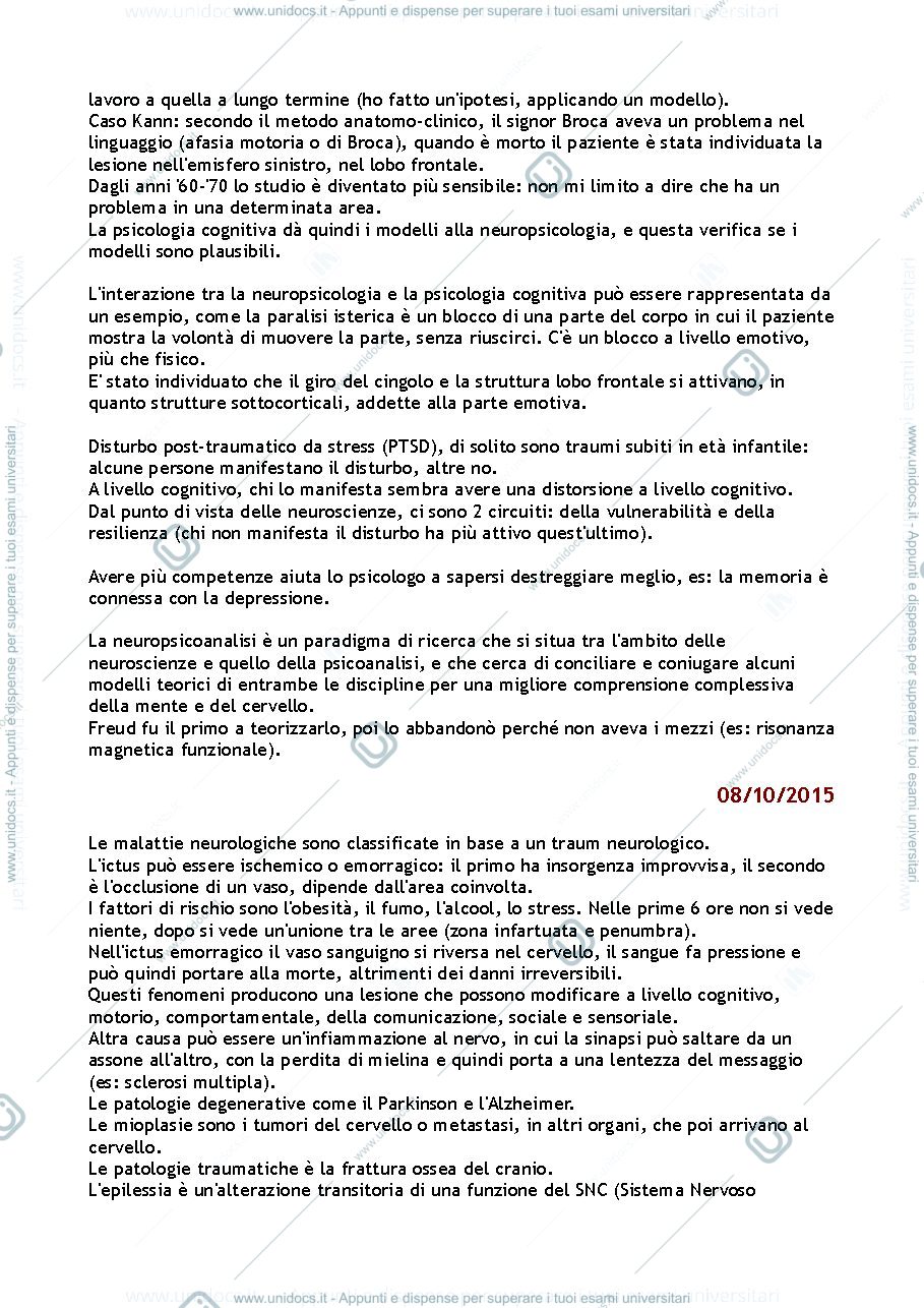 Anteprima pagina 3 — Appunti lezioni Fondamenti della Neuropsicologia