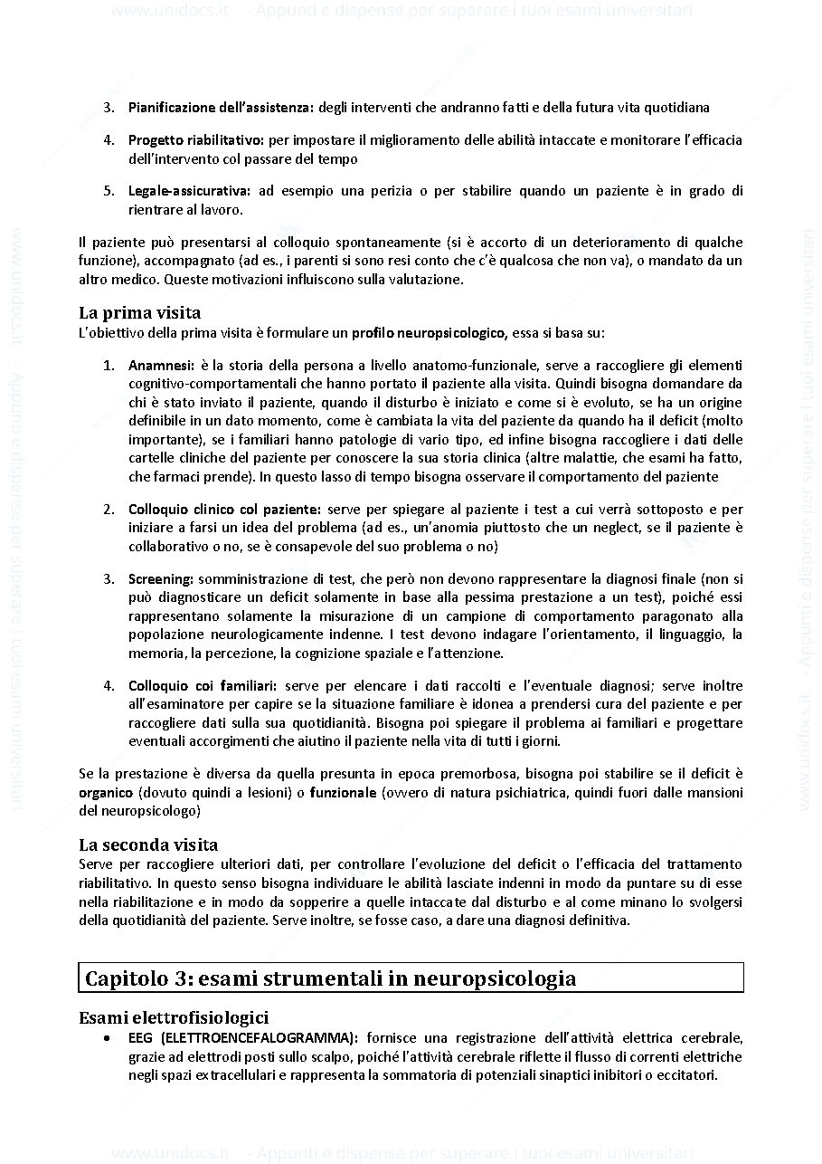 Anteprima pagina 3 — Riassunto "Manuale della Neuropsicologia" (Vallar Papagno)