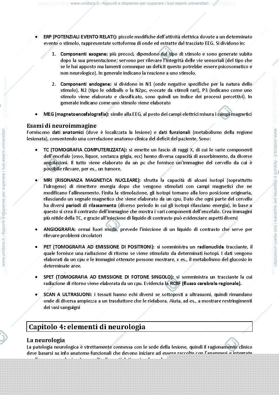 Anteprima pagina 4 — Riassunto "Manuale della Neuropsicologia" (Vallar Papagno)