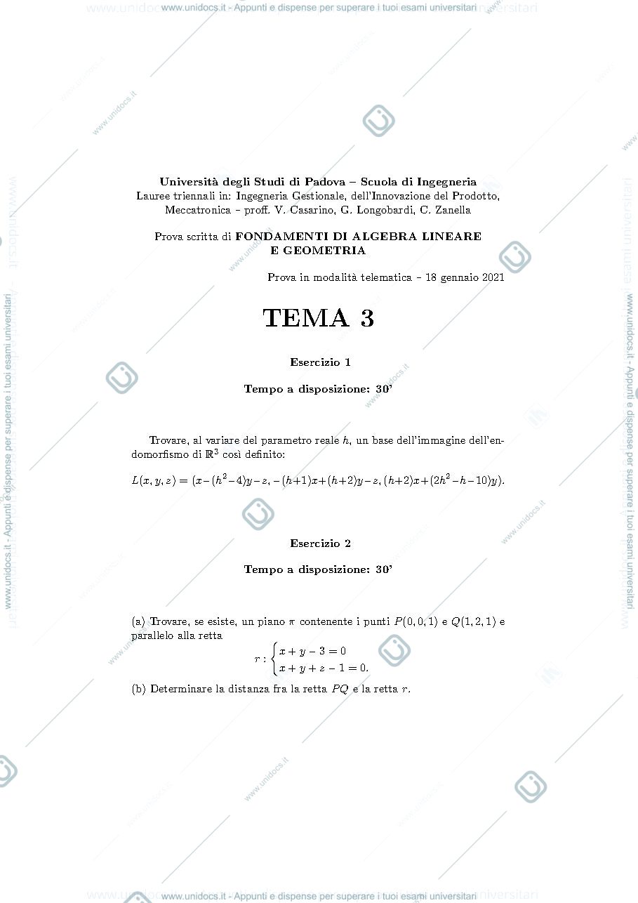 Anteprima pagina 3 — Temi d'esame di algebra 2021