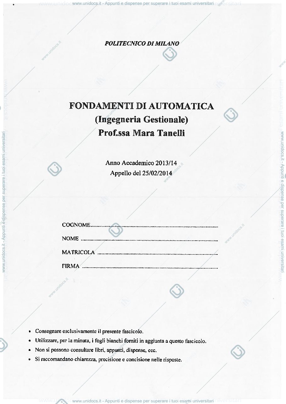 Anteprima pagina 1 — appello_250214_soluzioni esami prof:Tanelli