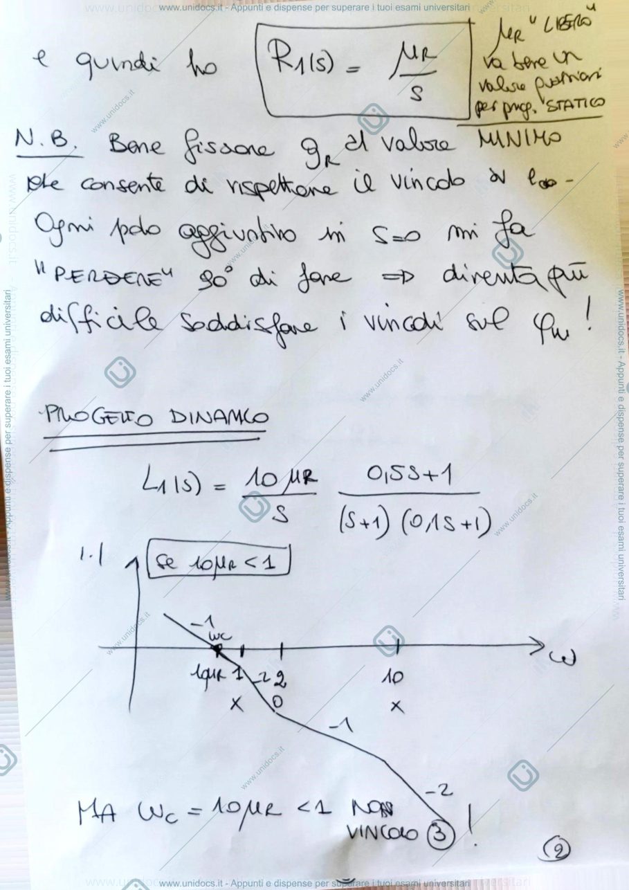 Anteprima pagina 2 — Esempio sintesi regolatore sistema a fase non minima appunti della prof: Tanelli