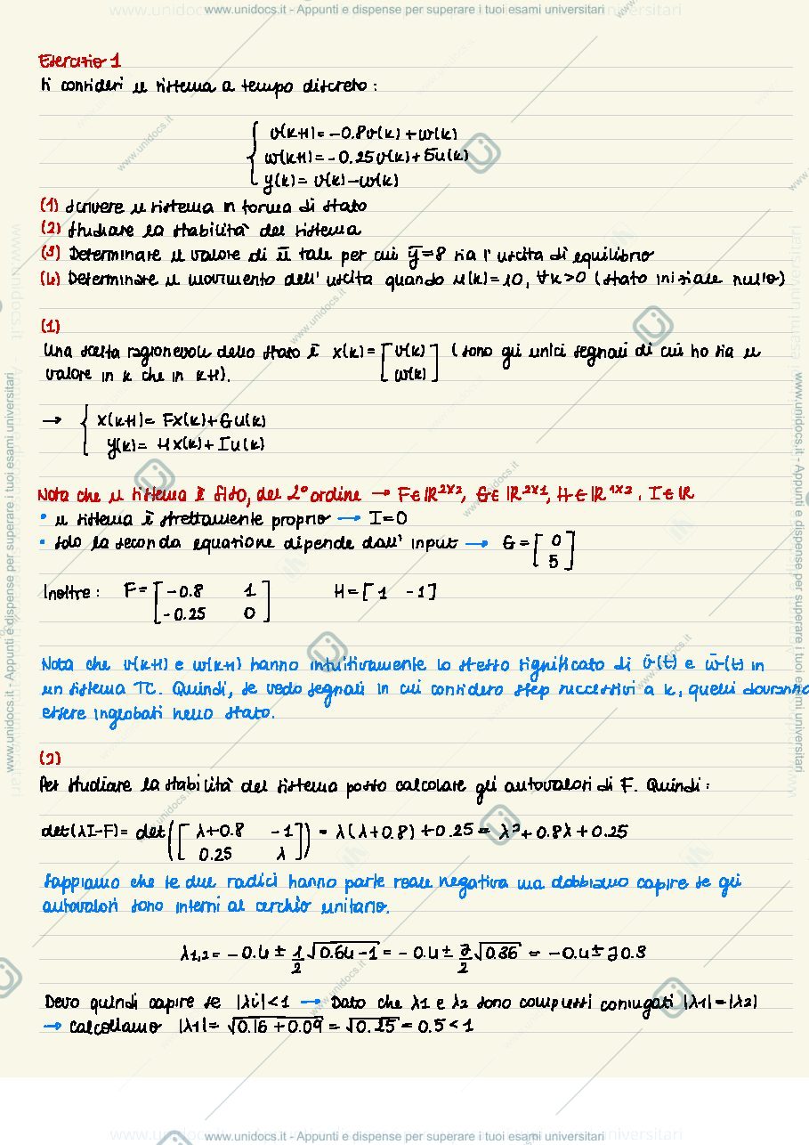 Anteprima pagina 1 — esercitazioni corso prof: Tanelli