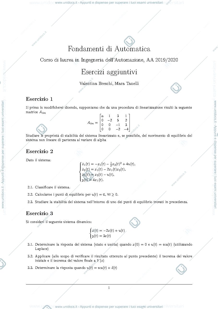 Anteprima pagina 1 — Esercizi di riepilogo esercizi per corso prof: Tanelli