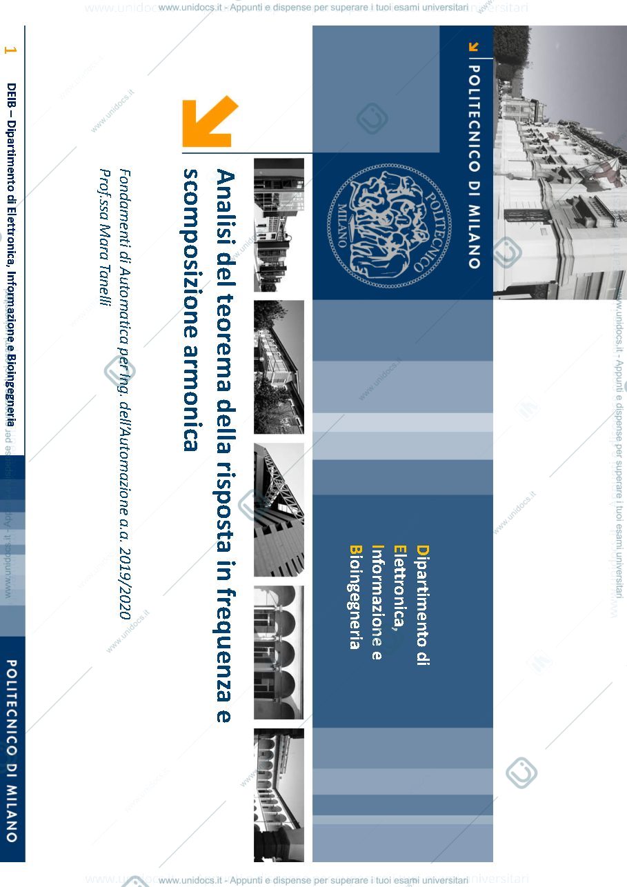 Anteprima pagina 1 — 18-Slide su risposta in frequenza per la lezione del 27-04 appunti della prof: Tanelli