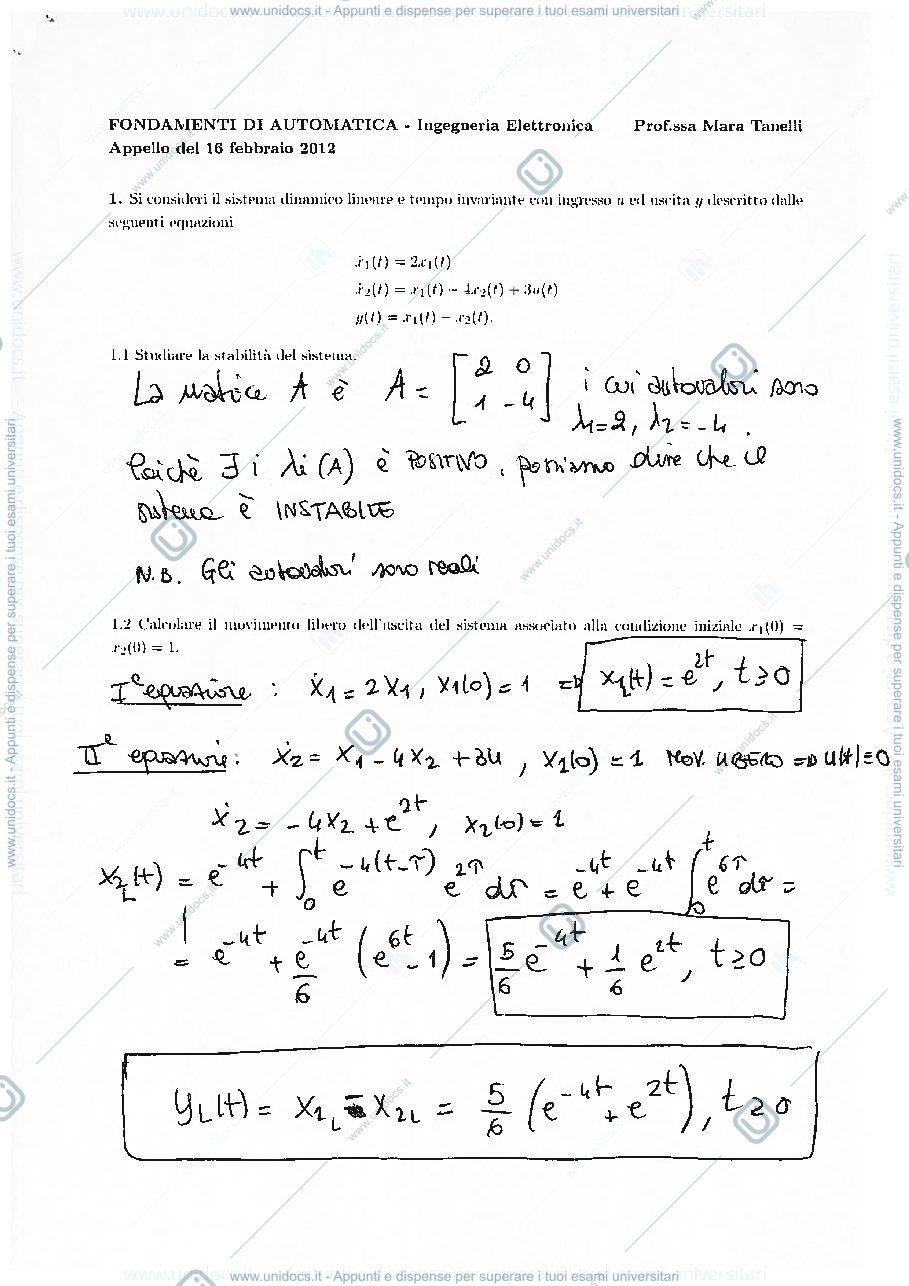 Anteprima pagina 1 — appello_eln_16022012_testo_e_soluzioni esami prof:Tanelli