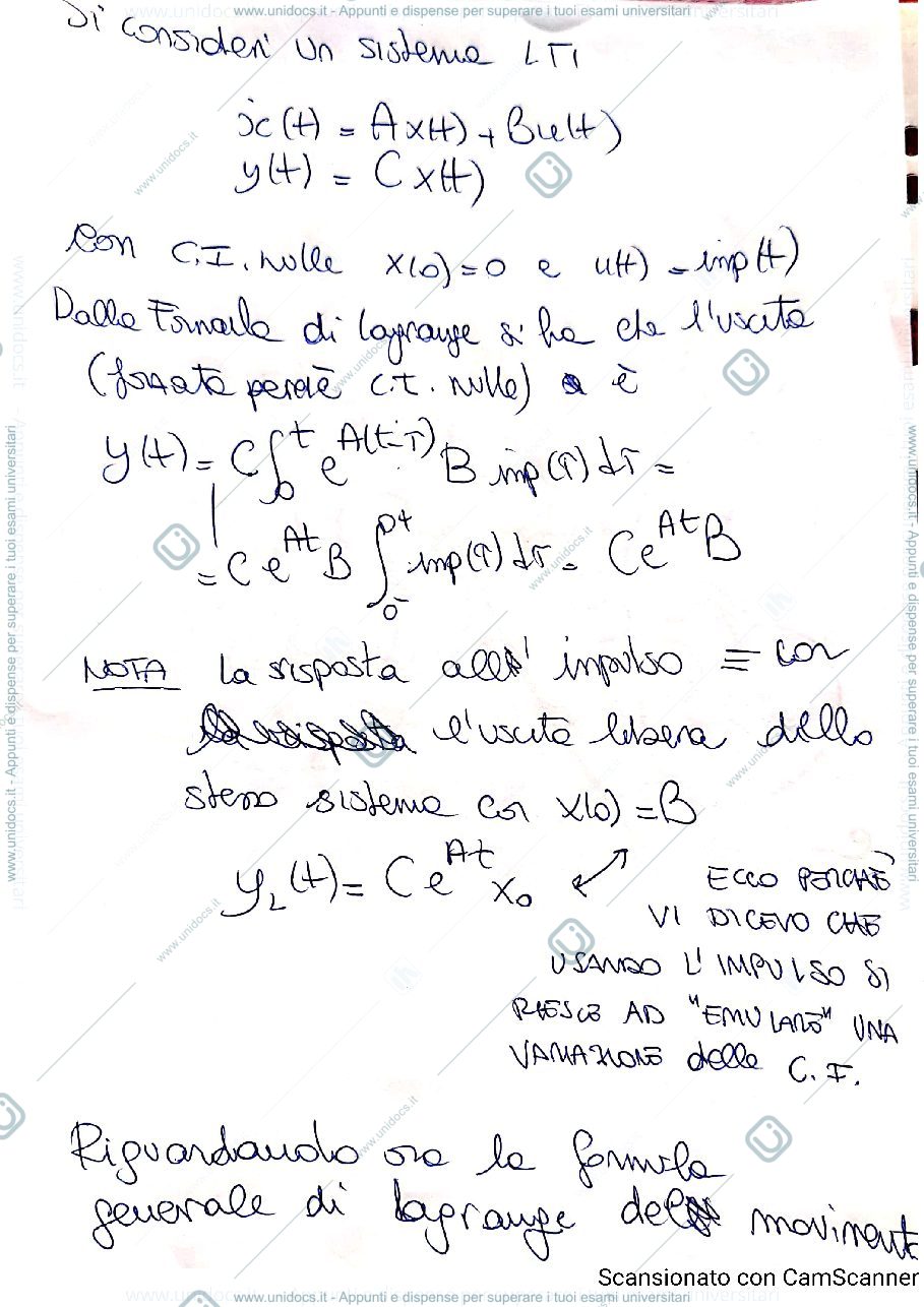 Anteprima pagina 1 — Brevi appunti su convoluzione e risposta all'impulso appunti della prof: Tanelli
