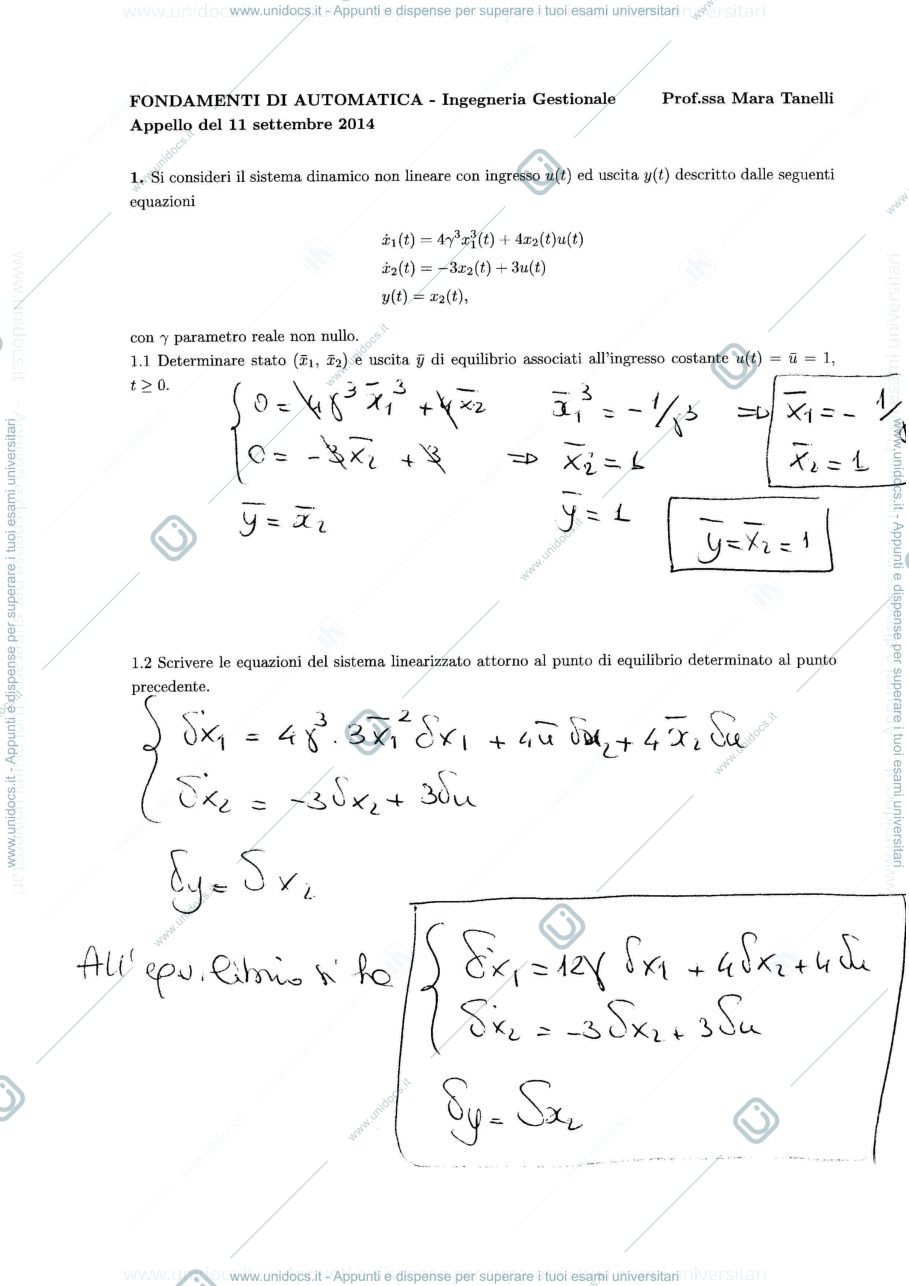 Anteprima pagina 1 — appello_110914_soluzioni esami prof:Tanelli