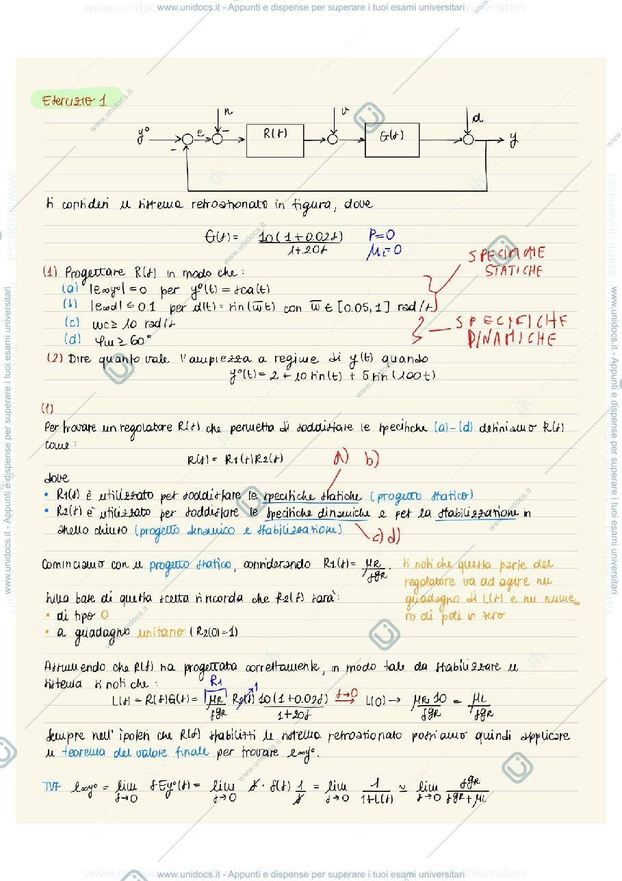 Anteprima pagina 1 — esercitazioni corso prof: Tanelli