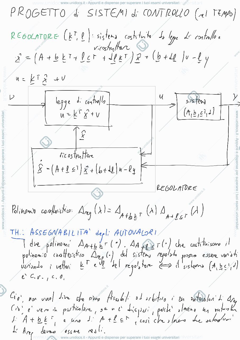 Anteprima pagina 1 — Progetto di sistemi di controllo