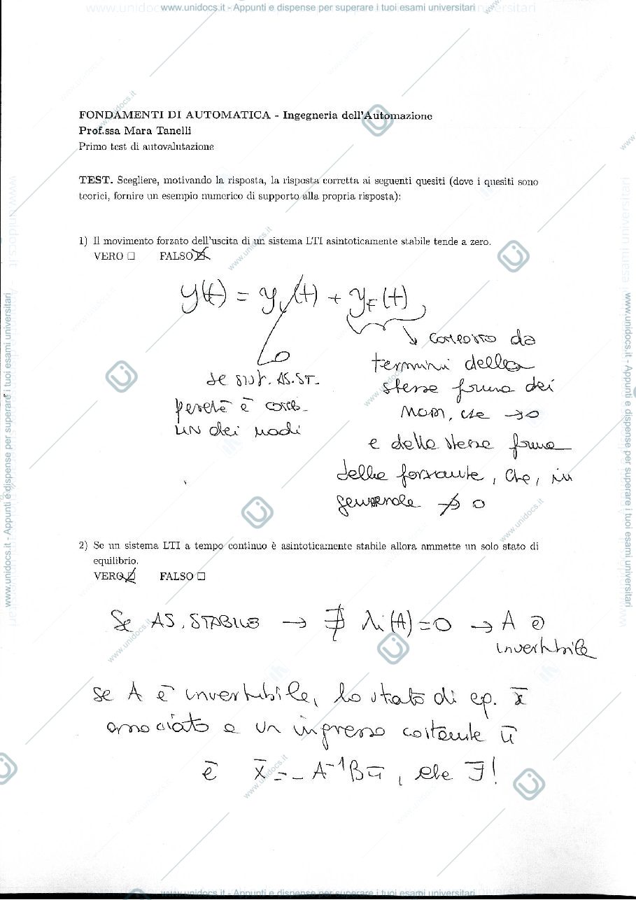 Anteprima pagina 1 — Soluzioni I prova Autovalutazione esami prof: Tanelli
