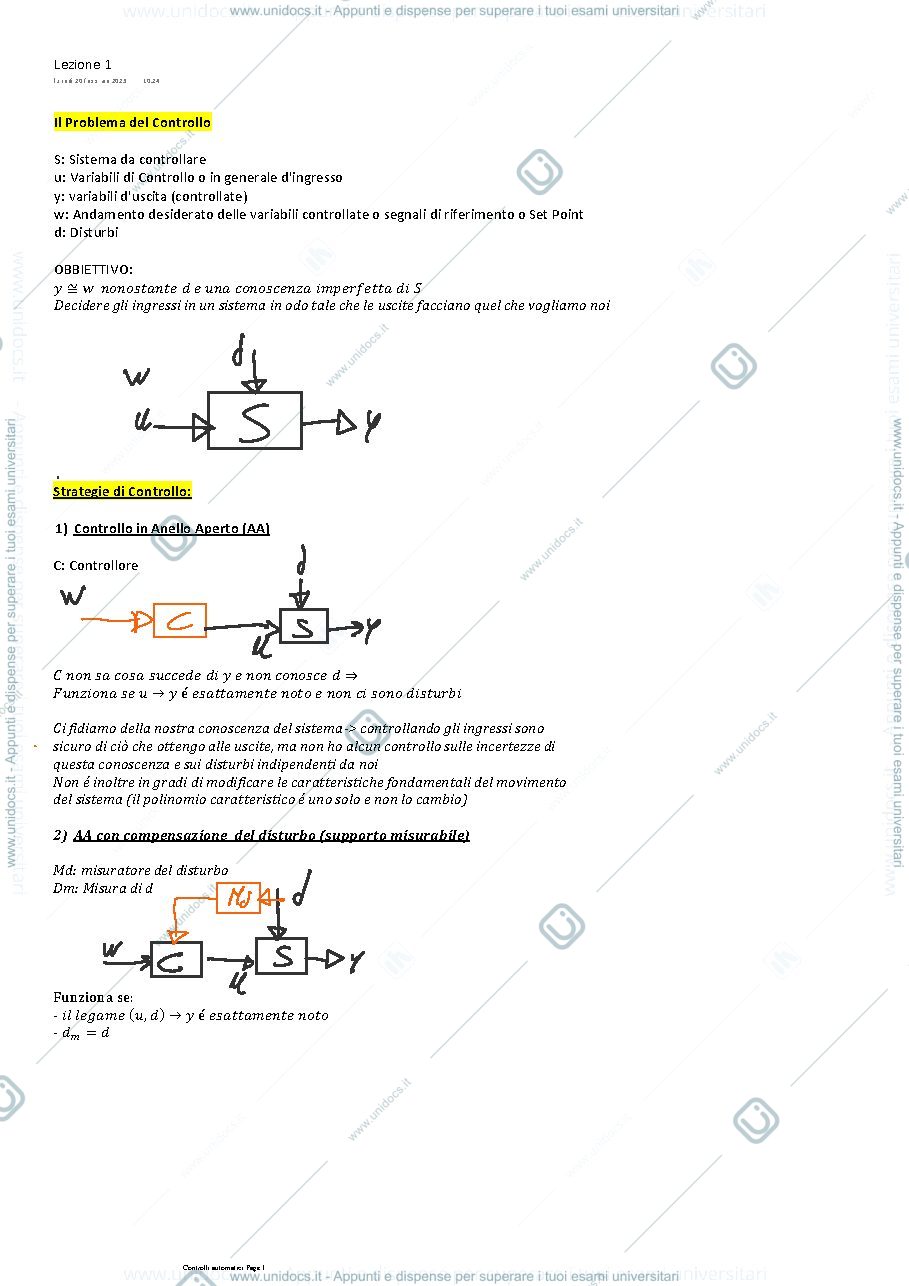 Anteprima pagina 1 — Fondamenti di Automatica