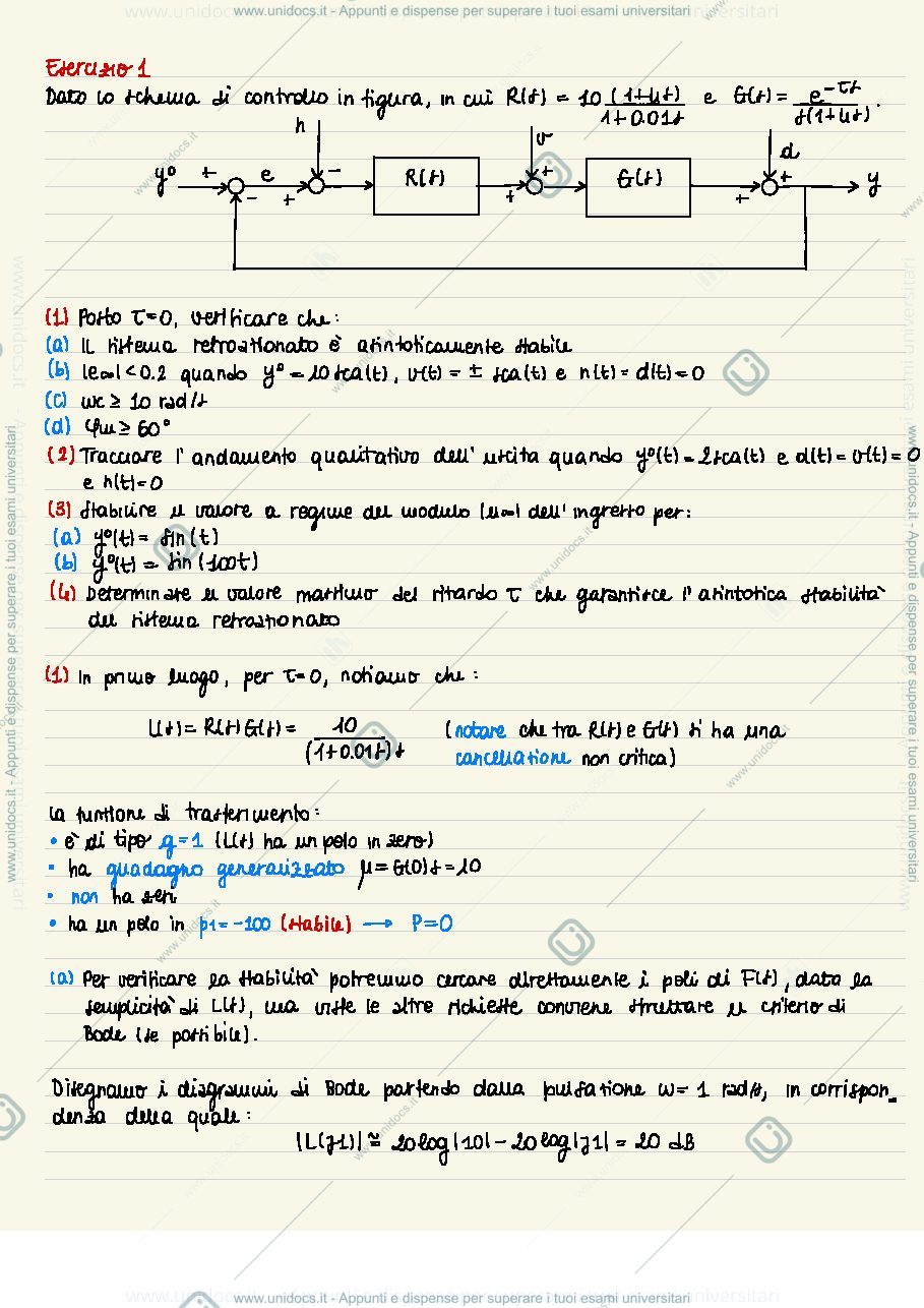 Anteprima pagina 1 — esercitazioni corso prof: Tanelli