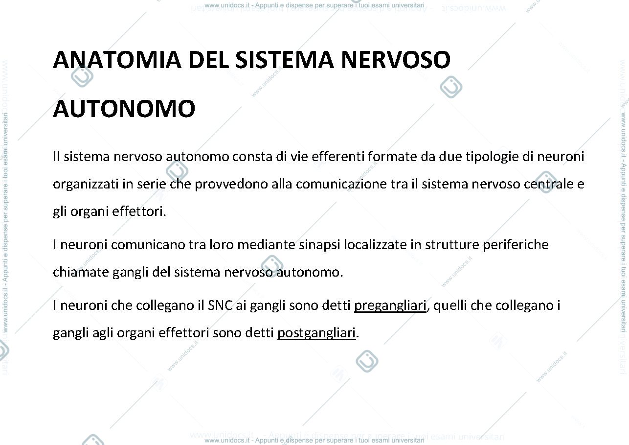 Anteprima pagina 2 — IL SISTEMA NERVOSO AUTONOMO