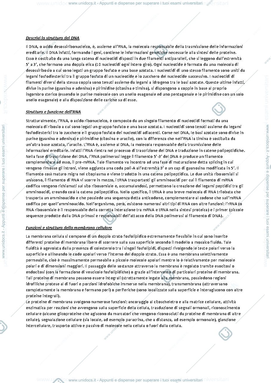 Anteprima pagina 2 — Fondamenti di Biologia: domande e risposte