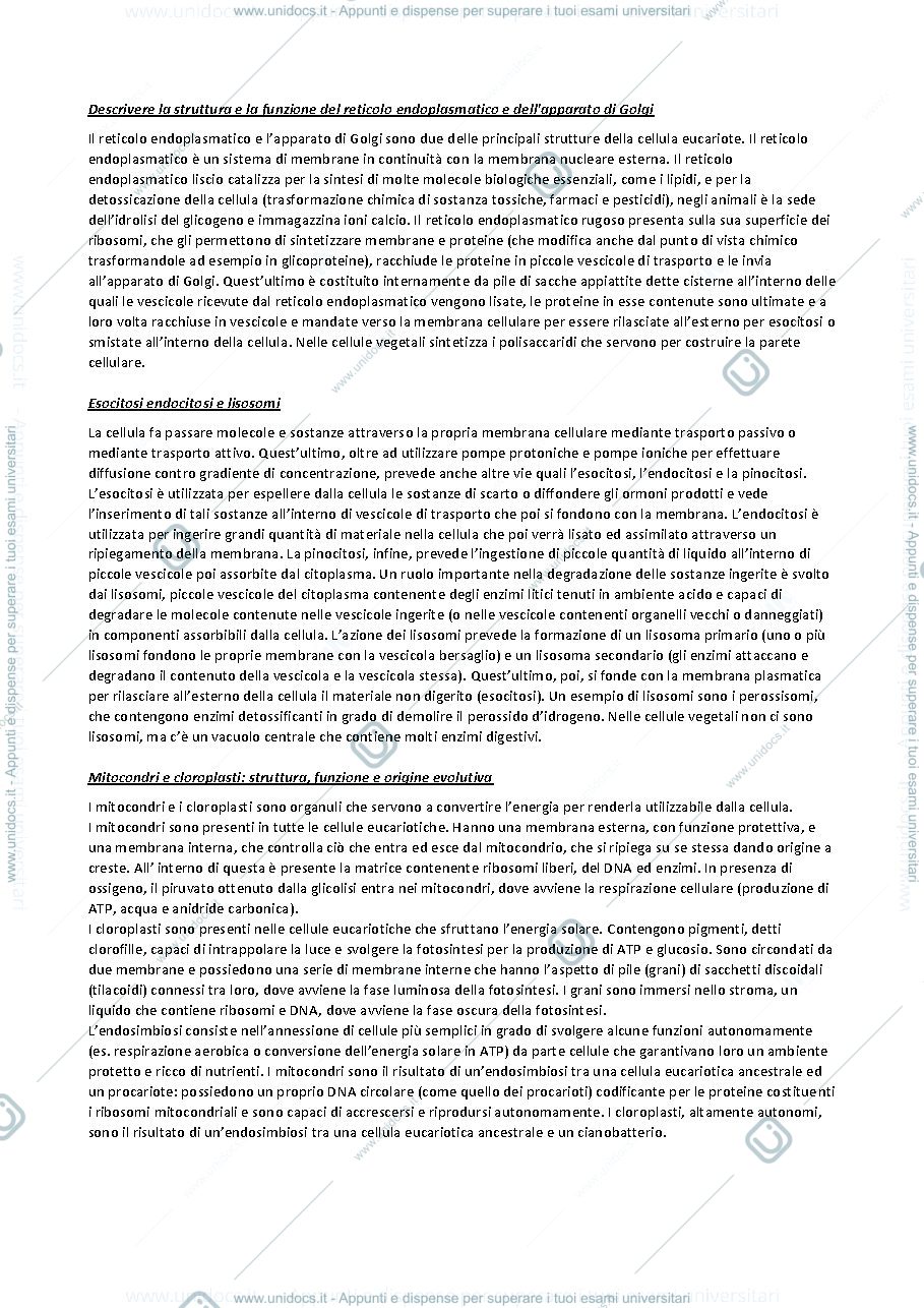 Anteprima pagina 3 — Fondamenti di Biologia: domande e risposte