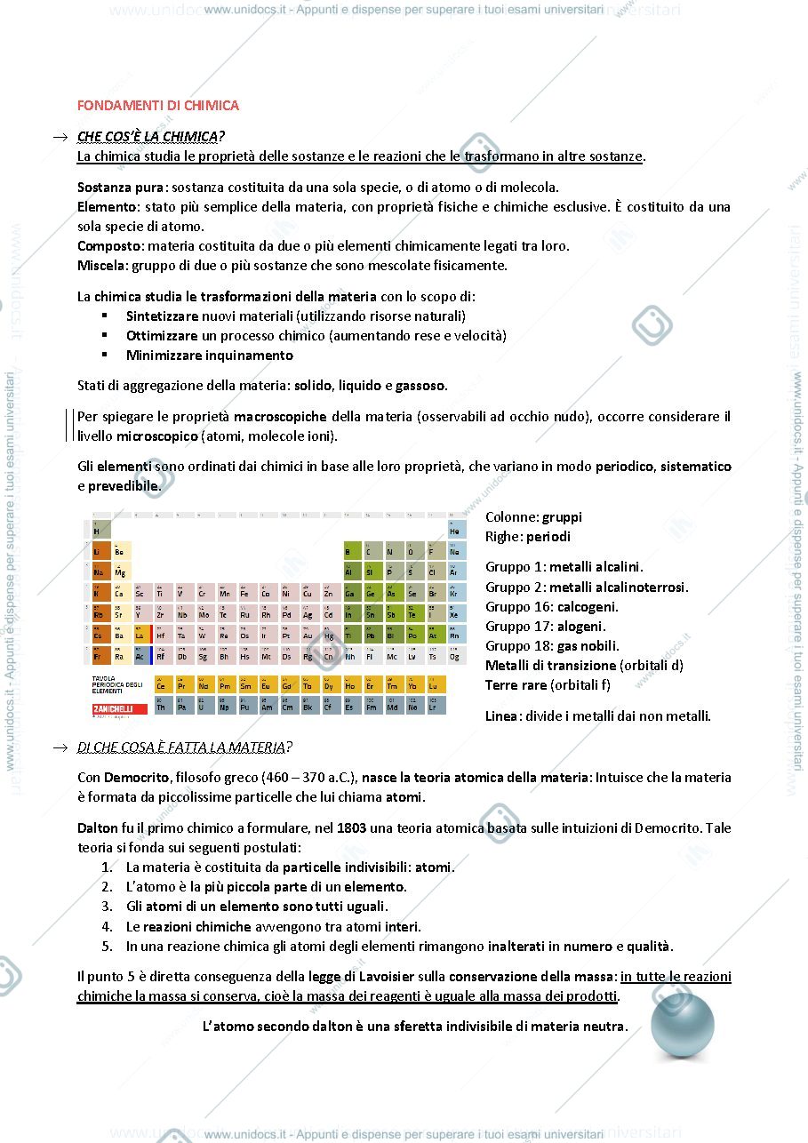 Anteprima pagina 1 — Fondamenti di chimica