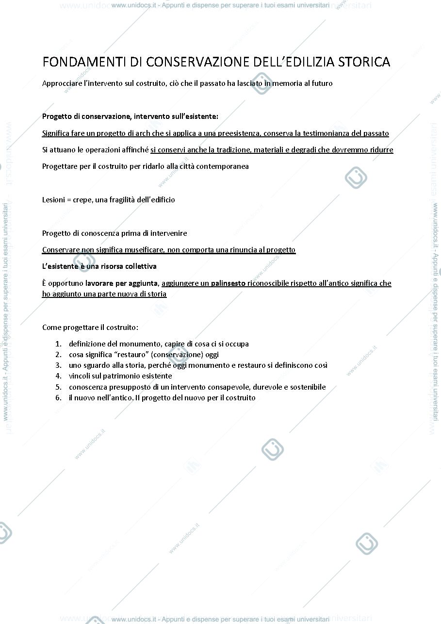 Anteprima pagina 1 — Appunti conservazione