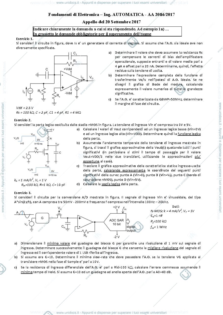 Anteprima pagina 1 — 20set17 Esame prof : Castoldi