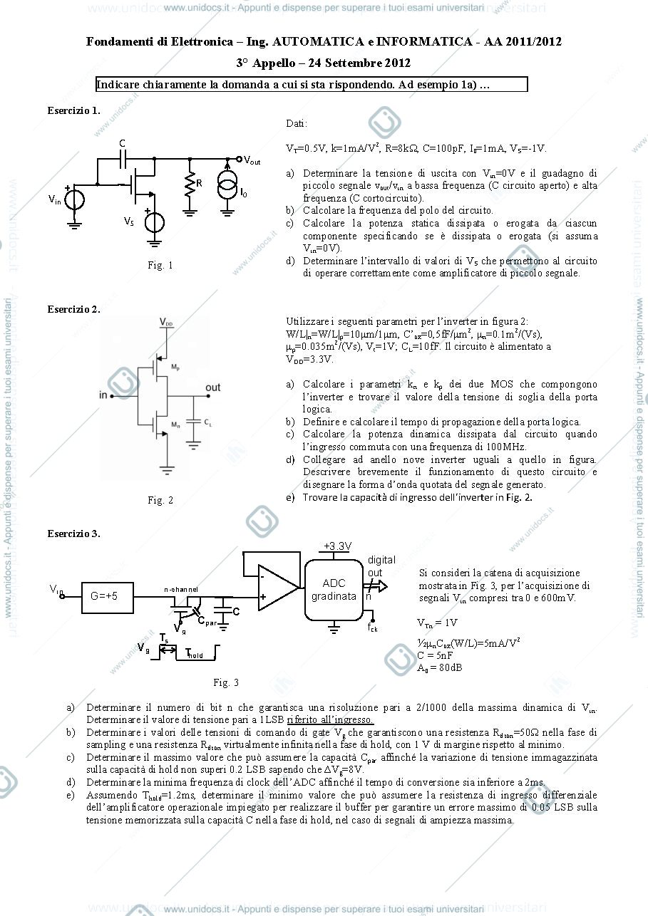 Anteprima pagina 1 — 24set12 Esame prof : Castoldi