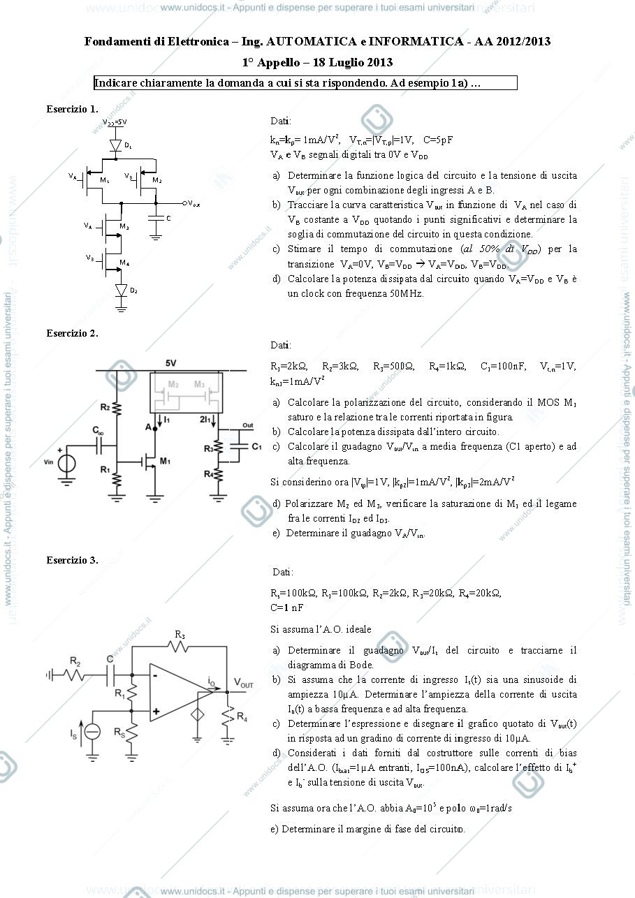 Anteprima pagina 1 — 18lug13 Esame prof : Castoldi