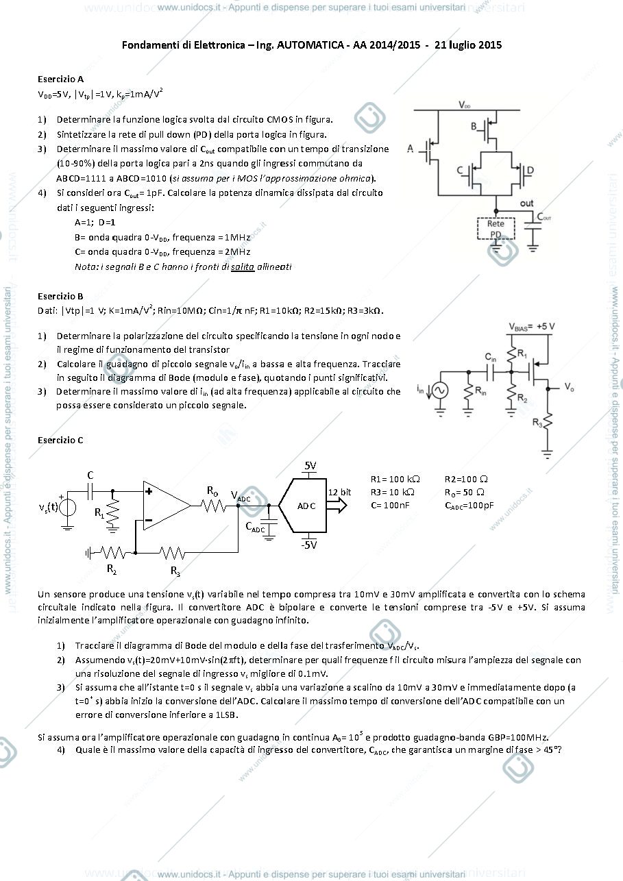 Anteprima pagina 1 — 21lug15 Esame prof : Castoldi