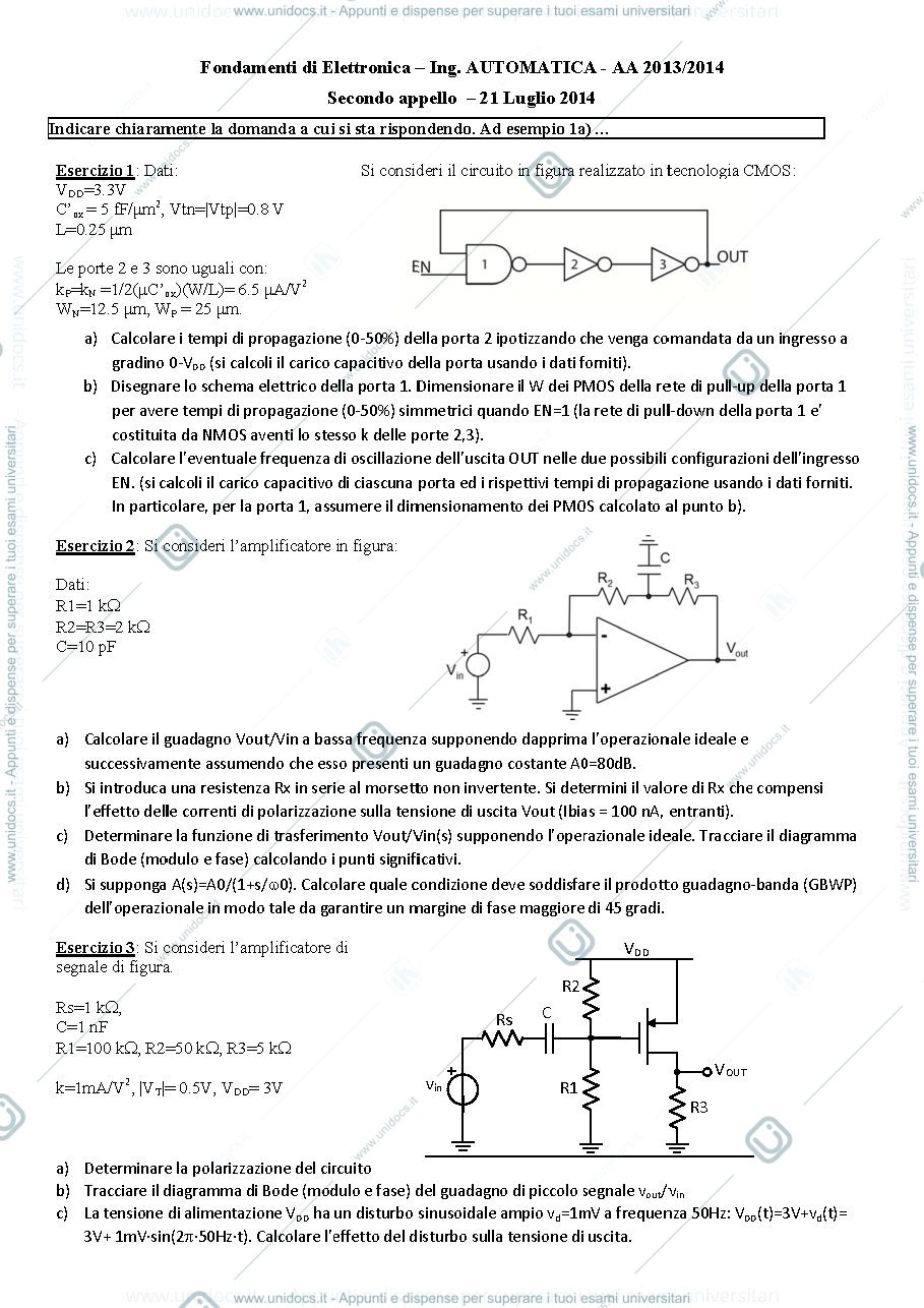 Anteprima pagina 1 — 21lug14 Esame prof : Castoldi