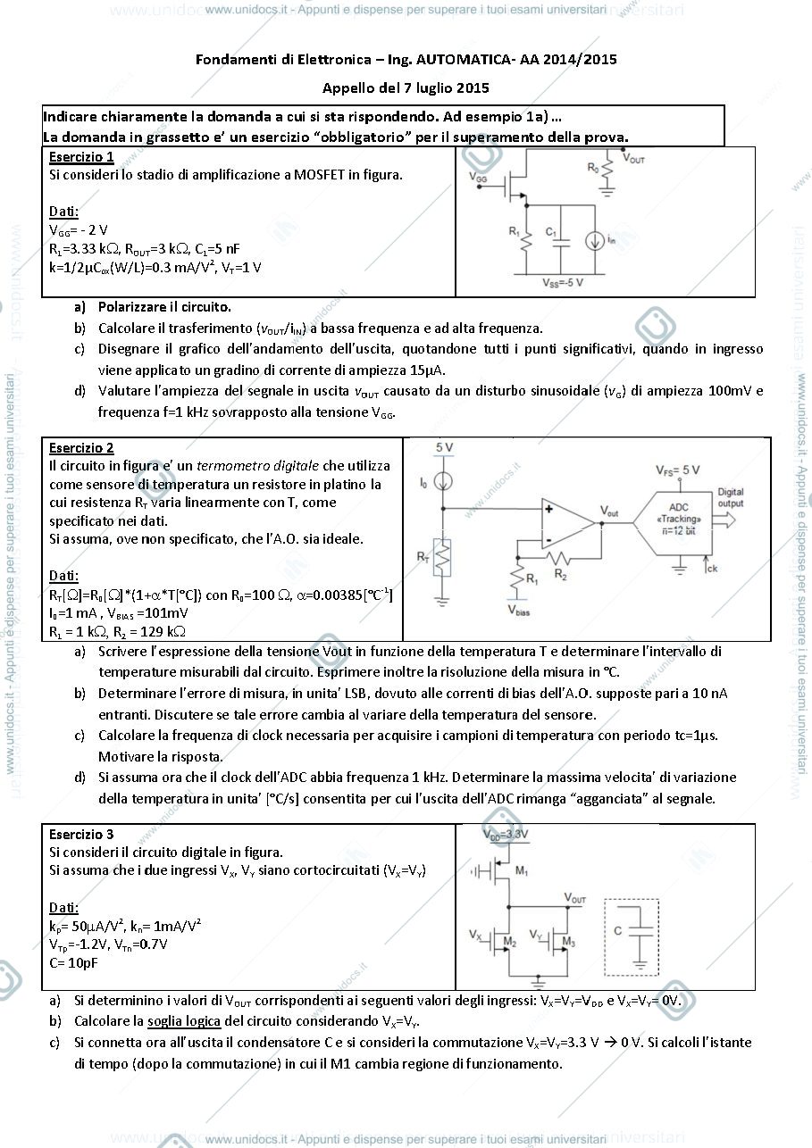 Anteprima pagina 1 — 07lug15 Esame prof : Castoldi