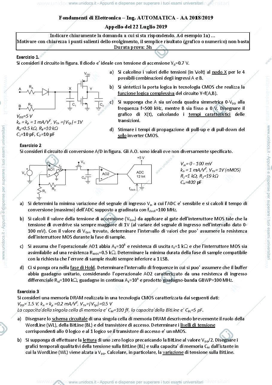 Anteprima pagina 1 — 22lug19 Esame prof : Castoldi