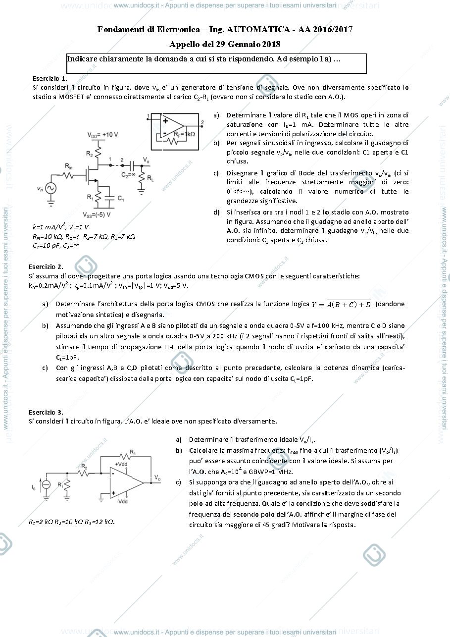 Anteprima pagina 1 — 29gen18 Esame prof : Castoldi