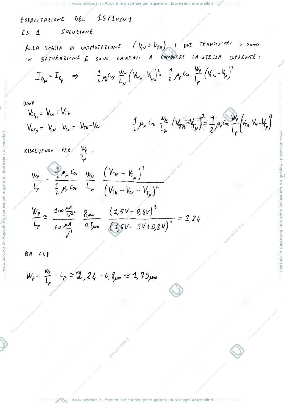Anteprima pagina 2 — Circuiti con MOS 1 esercizi corso prof: Castoldi